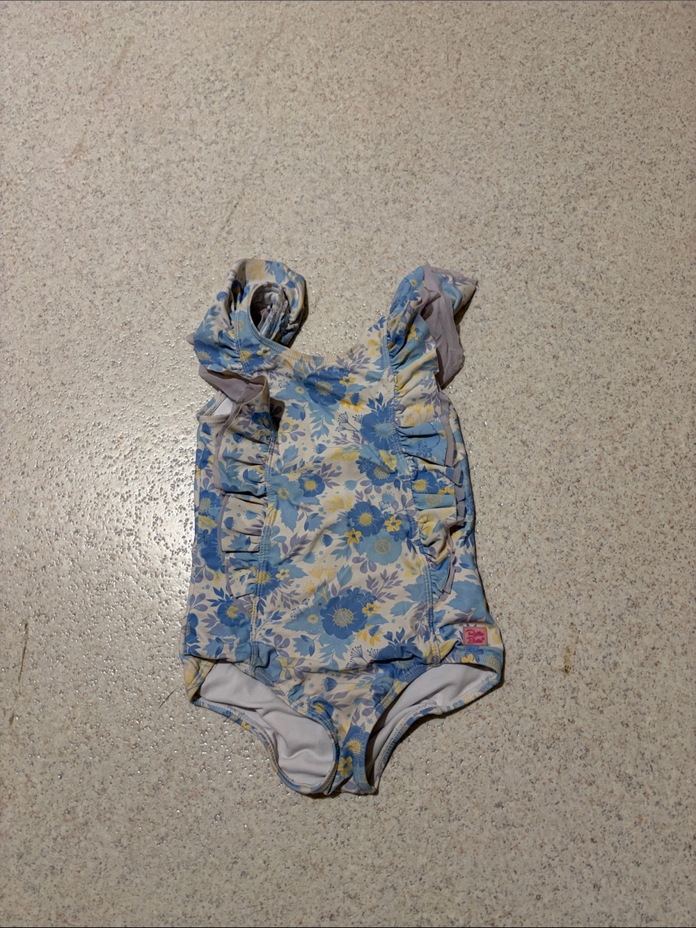 Ruffle Butts Pastel Blue & Yellow Floral Ruffle Swimsuit